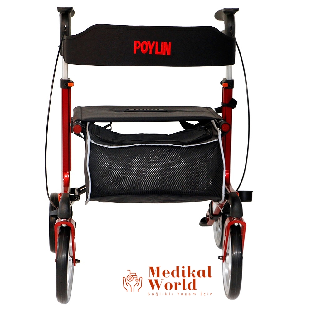 Poylin%20P888%20Ultra%20Lüks%20Rolatör%20Kırmızı%20-%20Titanyum%20Gri
